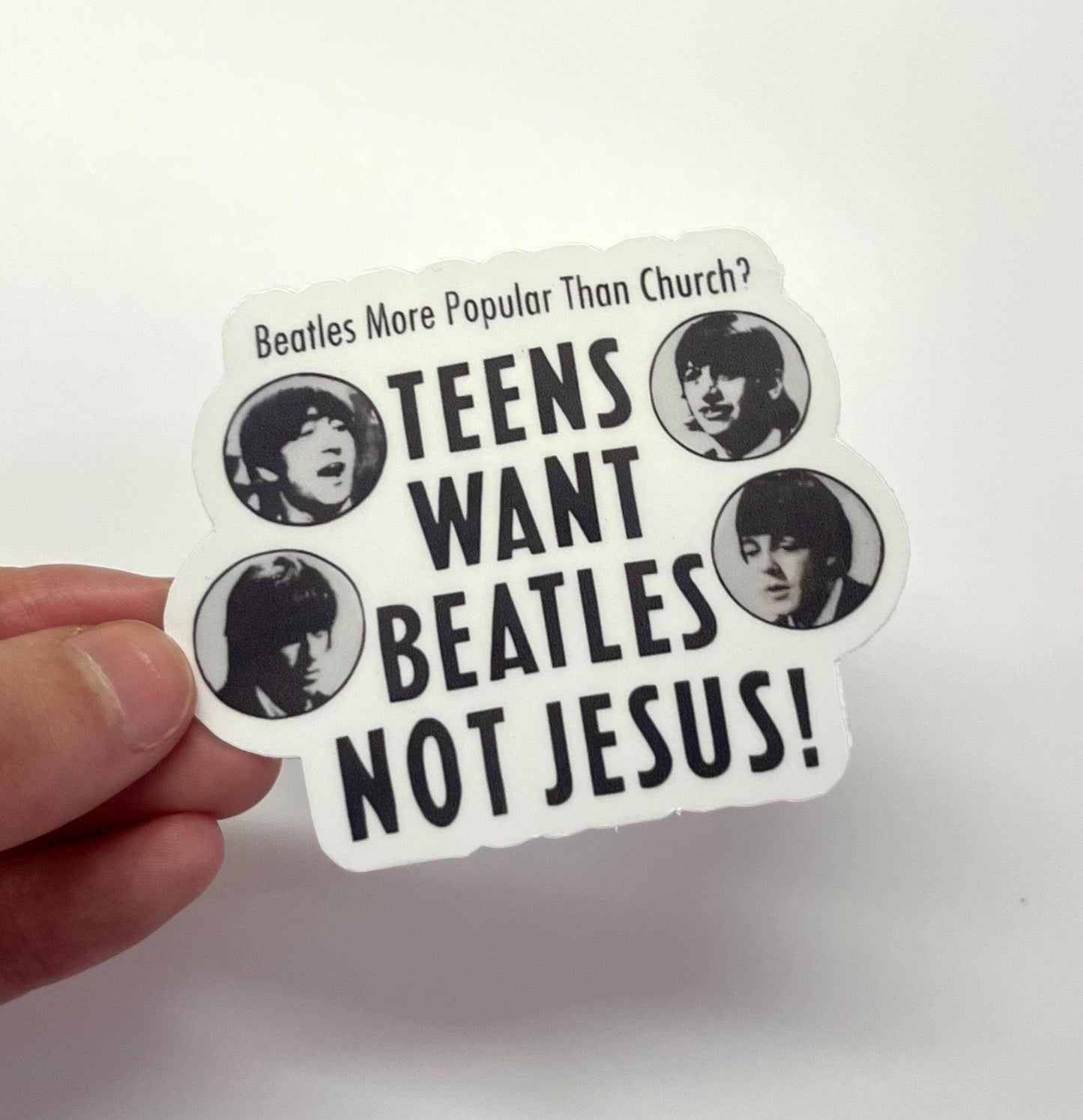 Teens Want Beatles Retro Kiss-Cut Waterproof Sticker