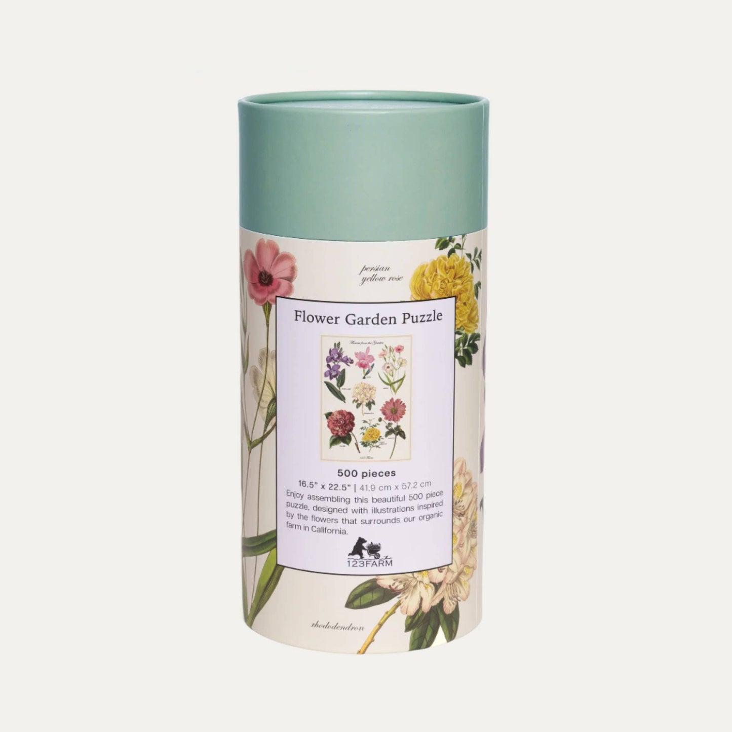 Flower Garden Puzzle – 500 Pc Tube with Vintage Illustration