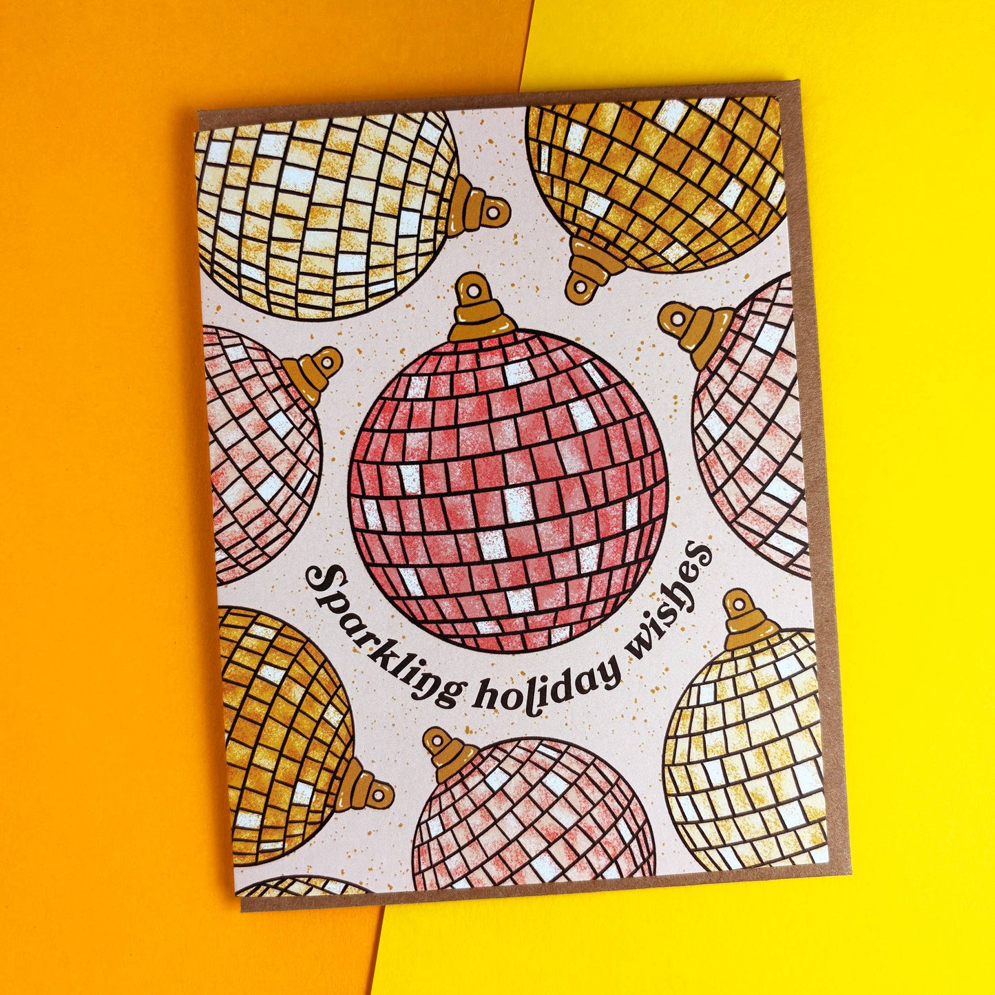 Disco Ball Christmas Ornament Card