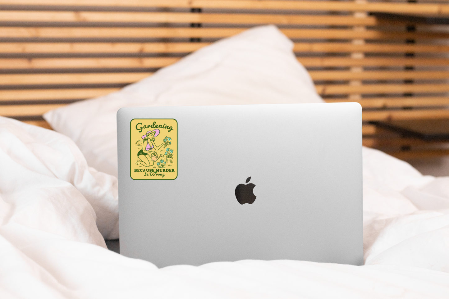 Gardening Because Murder Is Wrong Sticker - vintage, retro