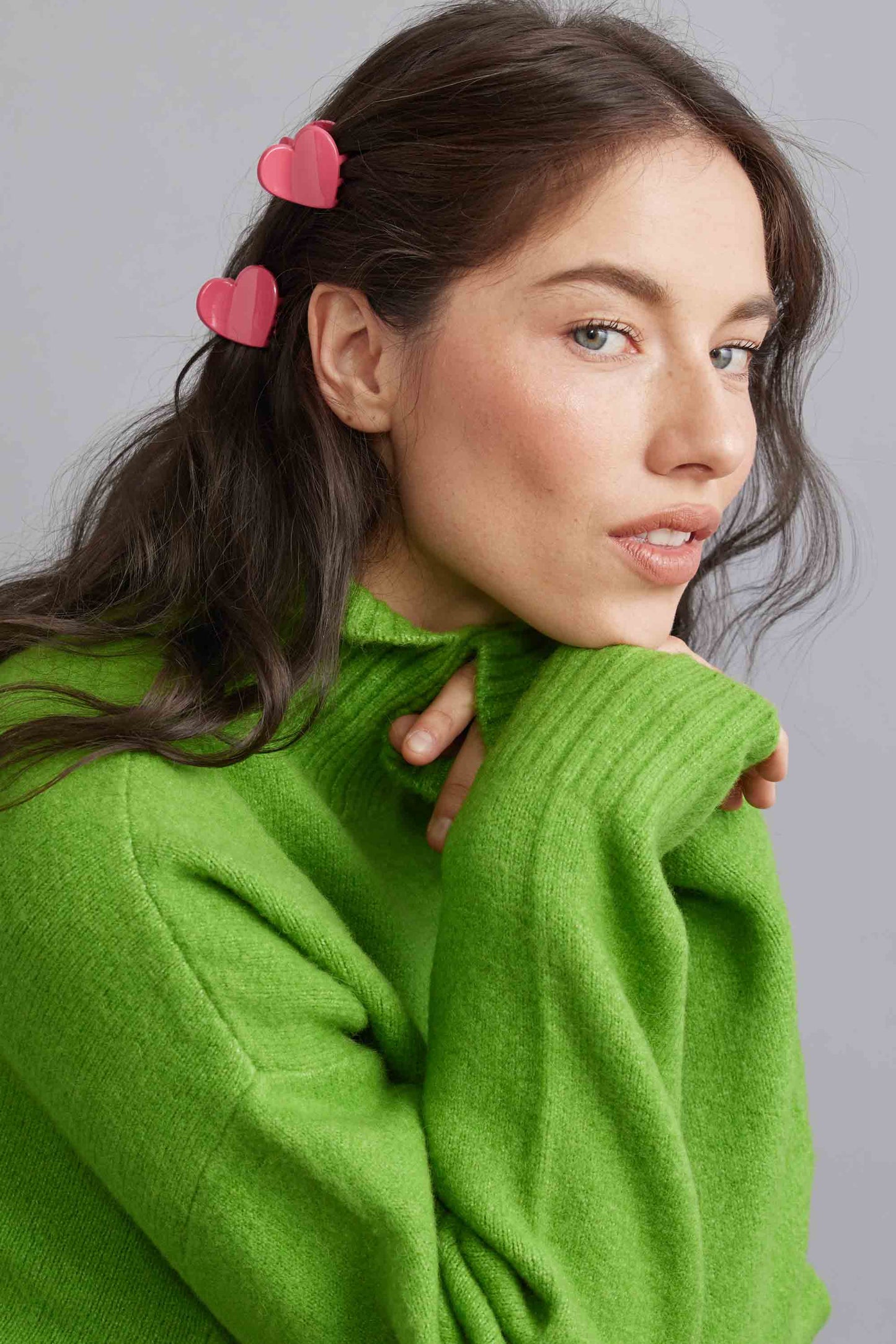 Glossy Candy Hearts Hair Clip Set