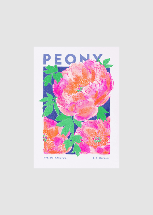 Peony Flower Risograph Print