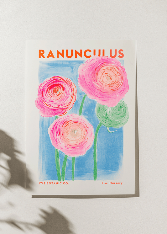 Ranunculus Botanical Risograph Print
