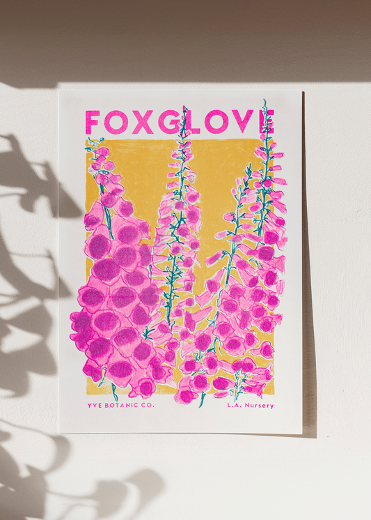 Foxglove Flower Risograph Print