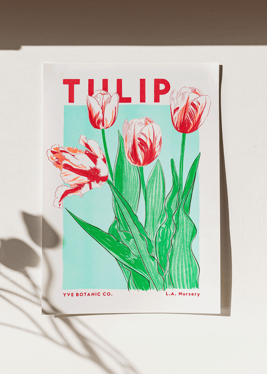 Tulip Flower Risograph Print