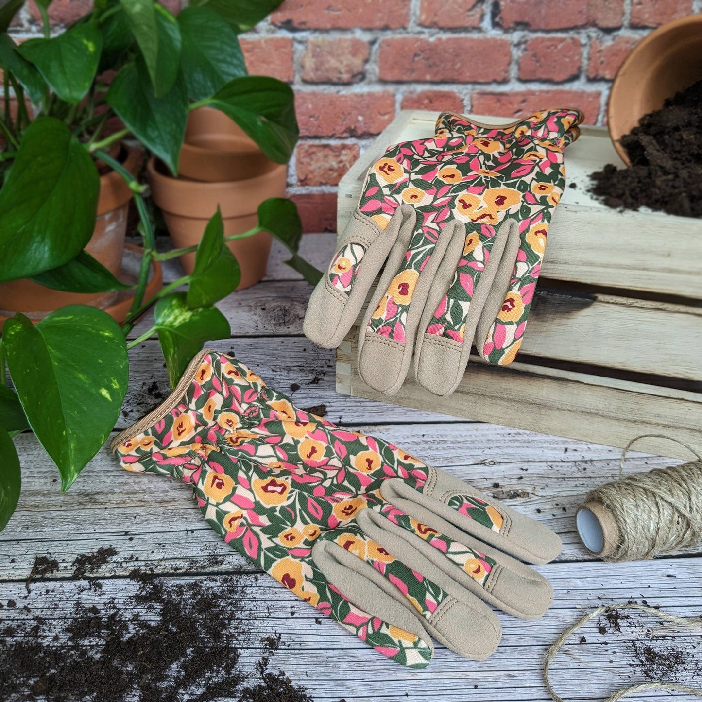 Floral Gardening Gloves - Womens One Size