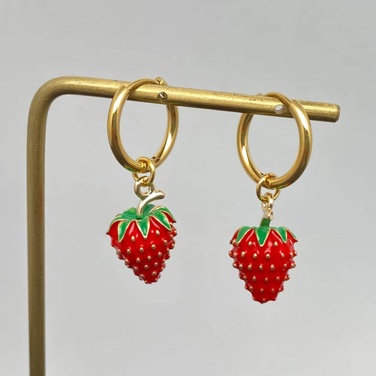 Strawberry Huggie Earrings