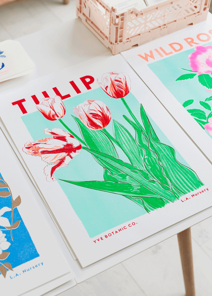 Tulip Flower Risograph Print