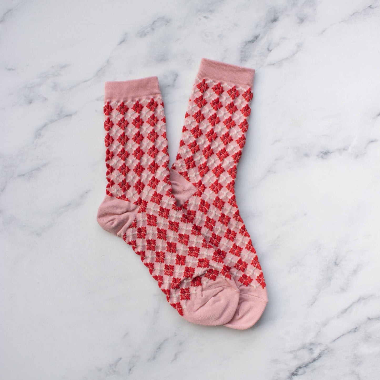 Cutesy Pink Checkered Socks