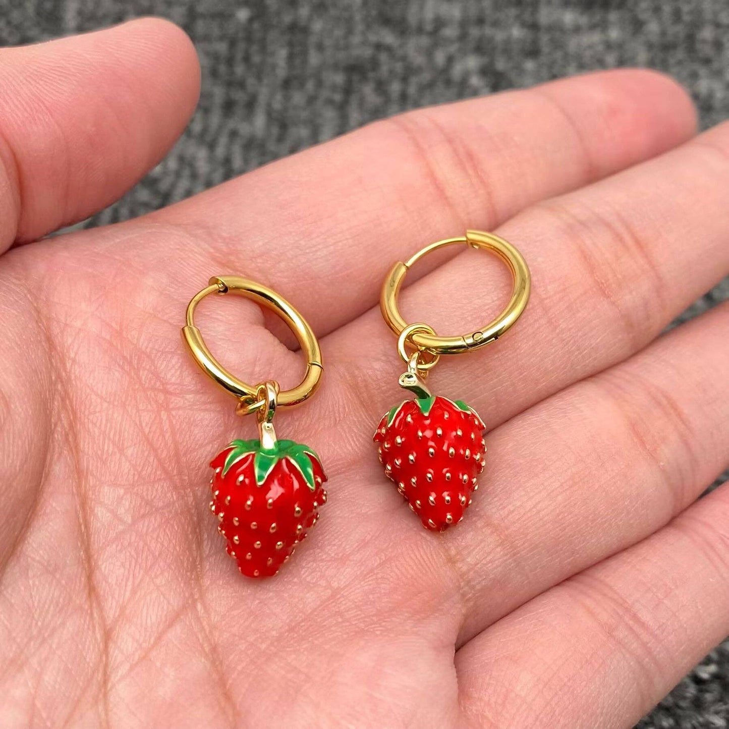 Strawberry Huggie Earrings