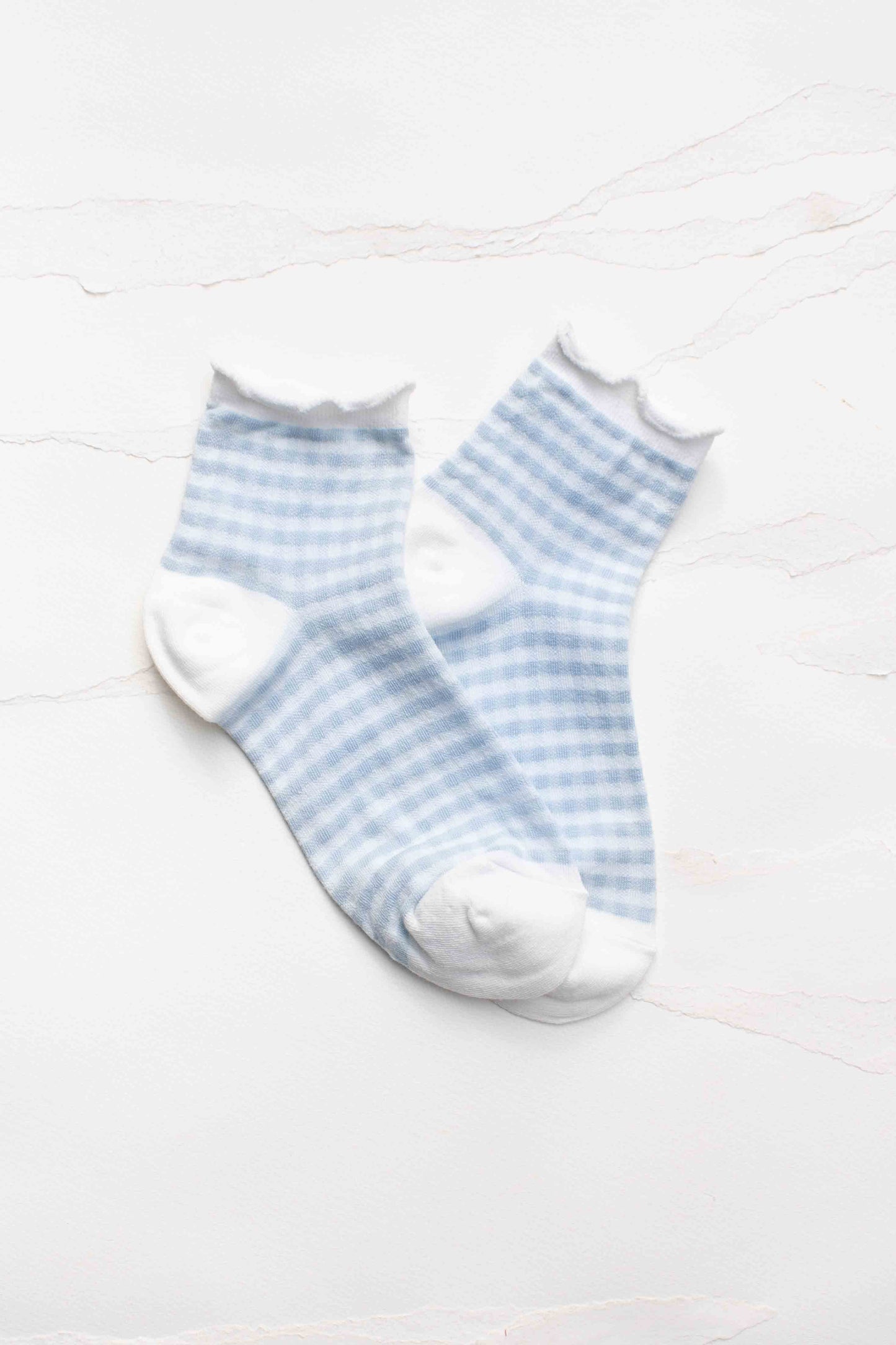 Pastel Gingham Ruffle Ankle Socks