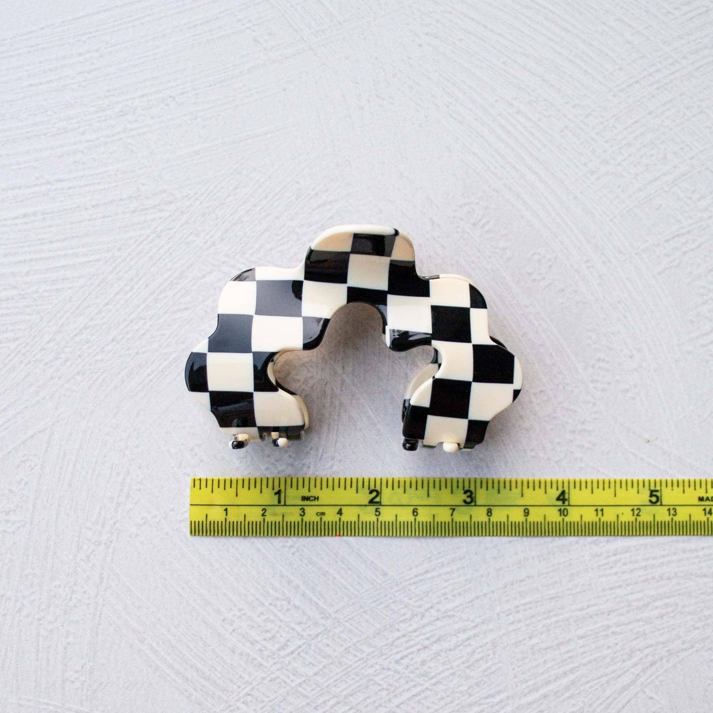 Eco Wave Cloud Checkerboard Pattern Hair Claw Clip