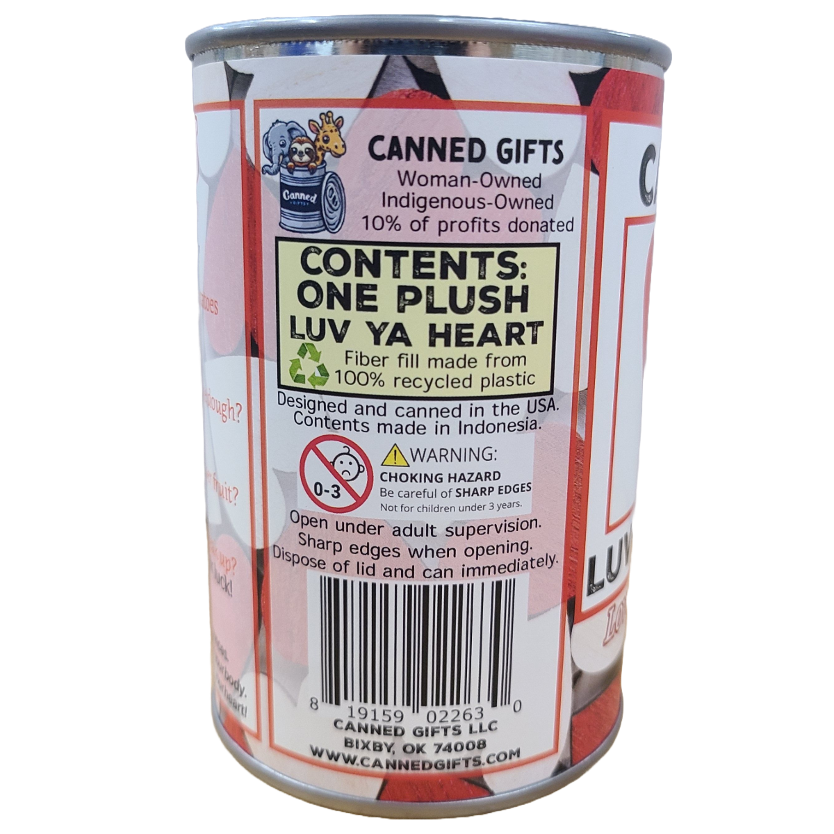 Canned Luv Ya Heart | Valentine Gift Plush
