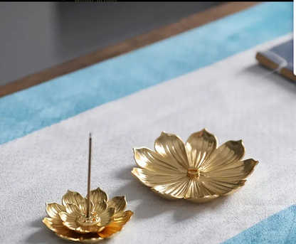 Lotus Shaped Golden Incense Burner