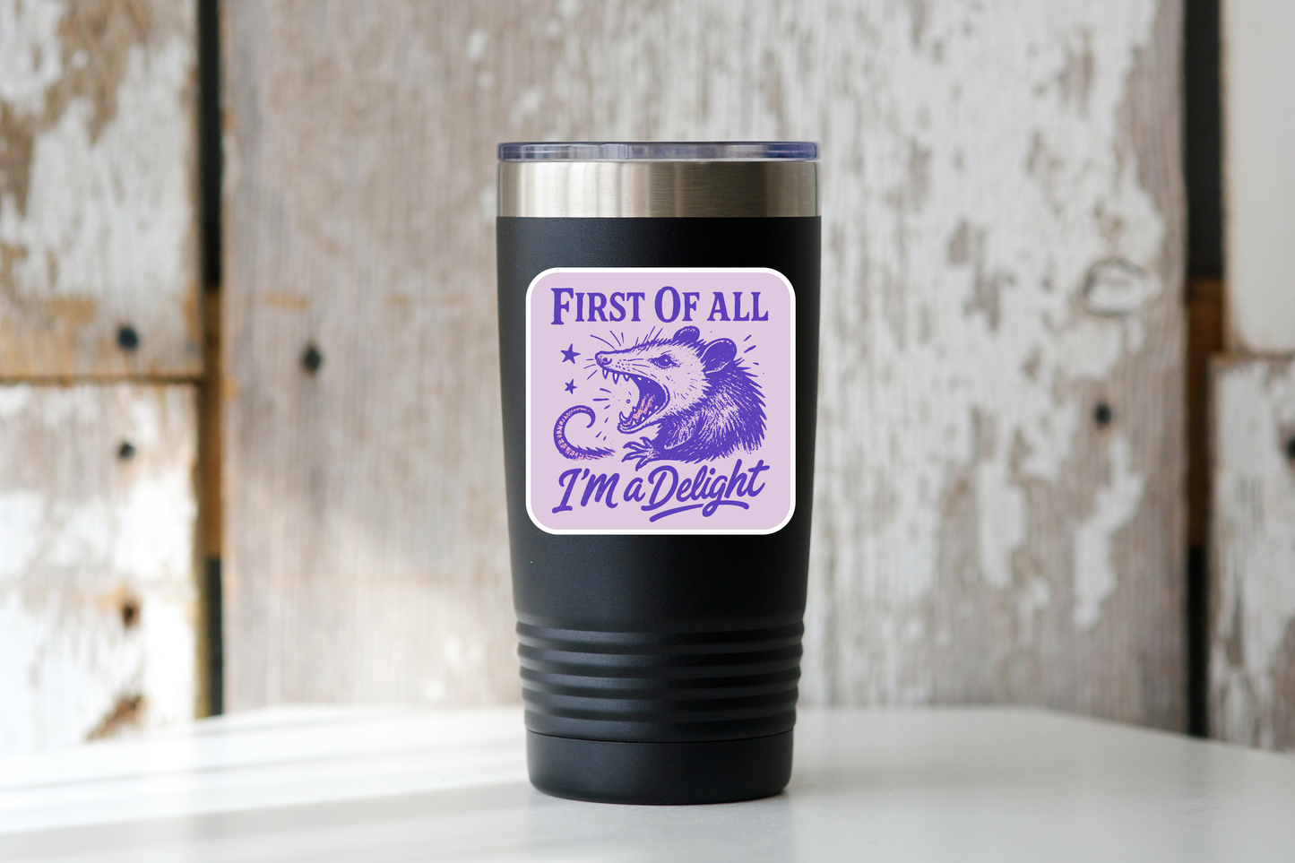 First of All I'm a Delight Sticker - screaming opossum, cute