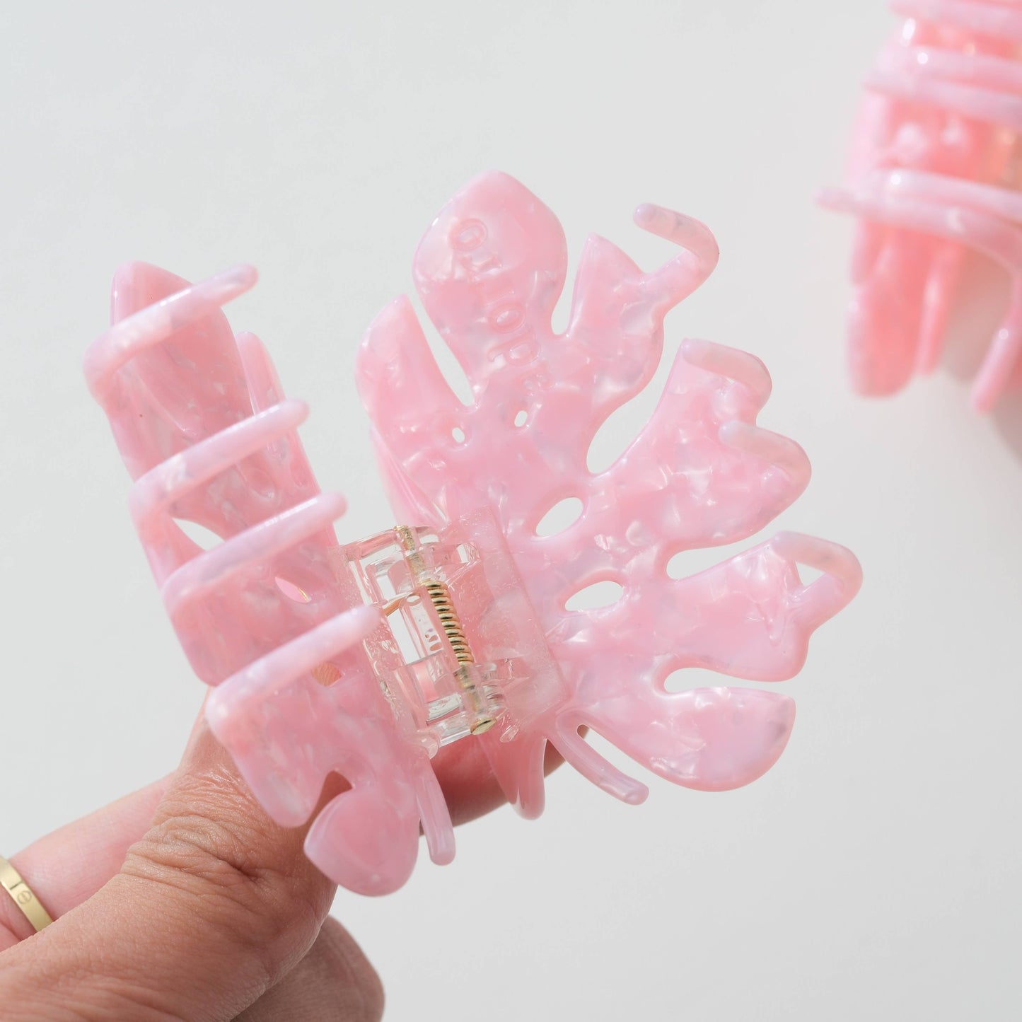 Pink Monstera Claw Clip