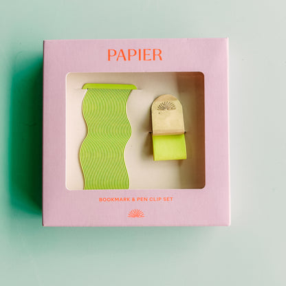 Papier Bookmark & Pen Clip Set