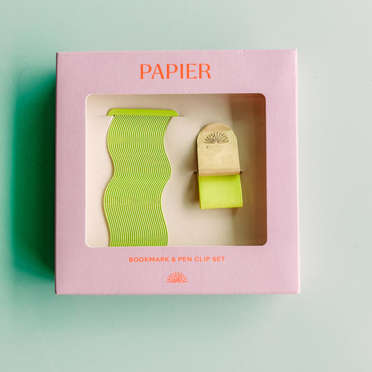 Papier Bookmark & Pen Clip Set