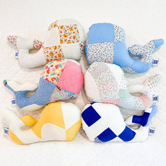 Vintage Quilt Stuffed Whale - Assorted Quilts