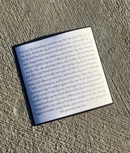 The Bell Jar Sylvia Plath Fig Tree Quote Sticker