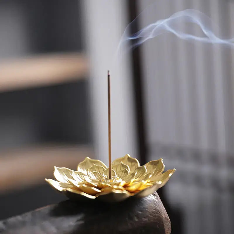 Lotus Shaped Golden Incense Burner