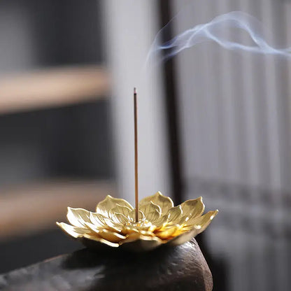 Lotus Shaped Golden Incense Burner