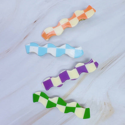Checkered Wavy Creaseless Hair Clips