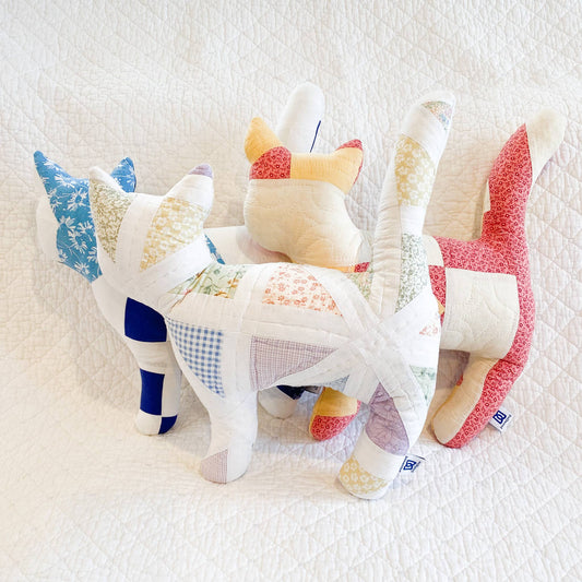Vintage Quilt Stuffed Cat - Assorted Quilts