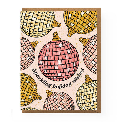 Disco Ball Christmas Ornament Card