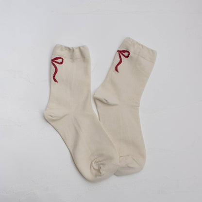 Women's Holiday Ribbon Bow Casual Socks