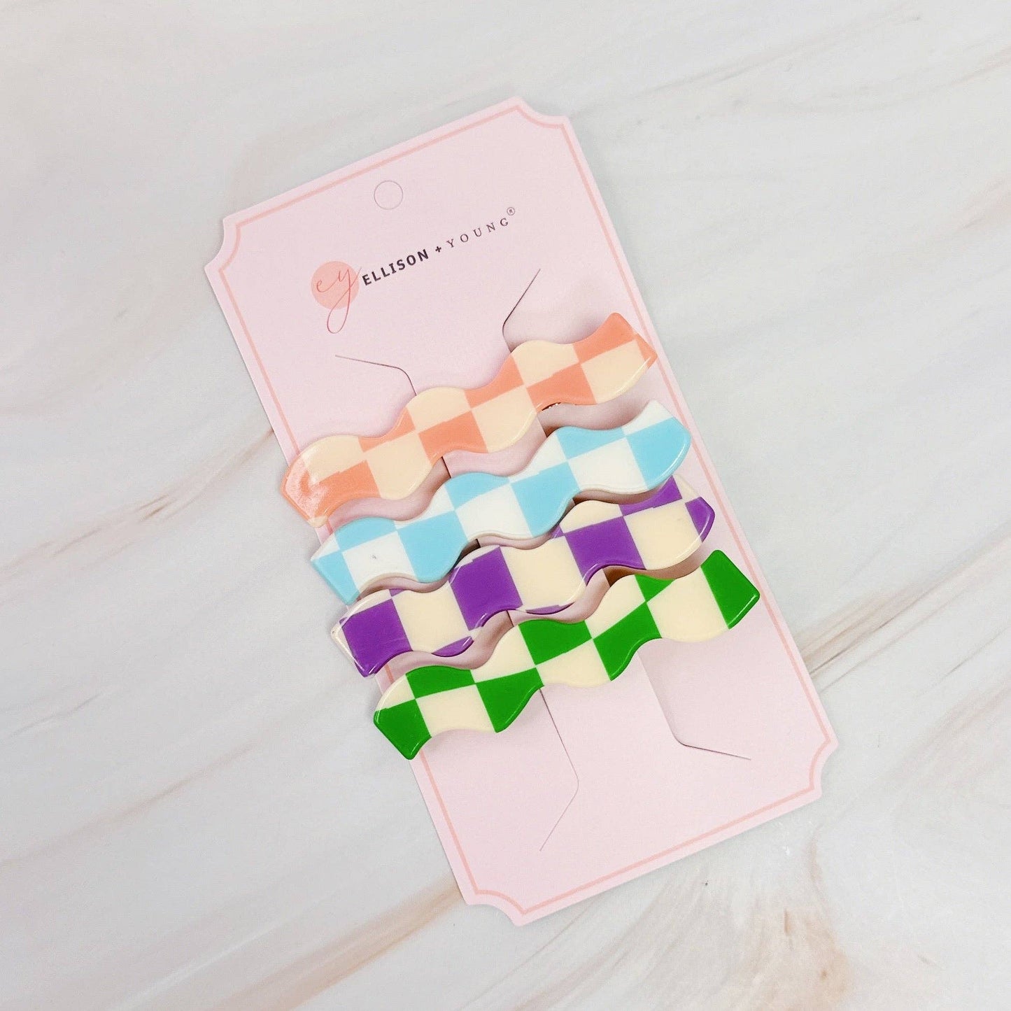 Checkered Wavy Creaseless Hair Clips