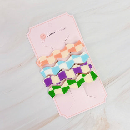 Checkered Wavy Creaseless Hair Clips