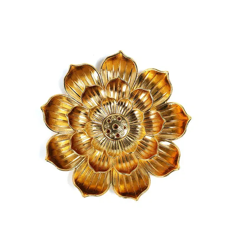 Lotus Shaped Golden Incense Burner