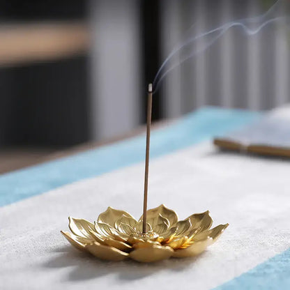 Lotus Shaped Golden Incense Burner