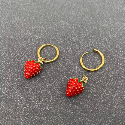 Strawberry Huggie Earrings