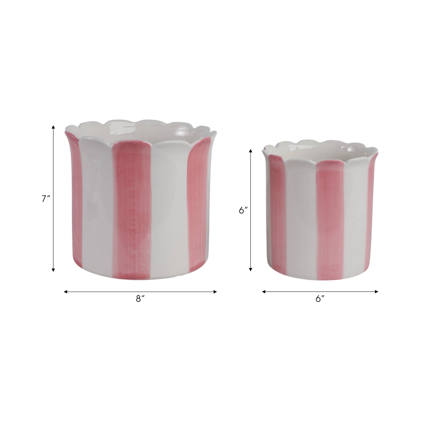 Pink Ceramic Striped Scallop Planter 6”